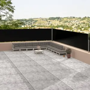 vidaXL Auvent latéral rétractable Noir 117x1200 cm pas cher