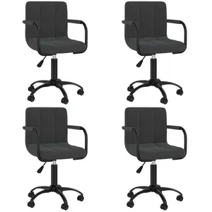 vidaXL Chaises pivotantes à manger lot de 4 noir velours pas cher