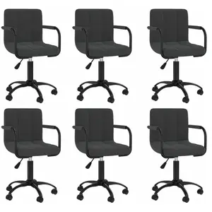 vidaXL Chaises pivotantes à manger lot de 6 noir velours pas cher