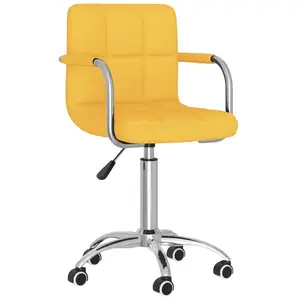 Chaise pivotante de salle à manger Jaune moutarde Tissu vidaXL pas cher