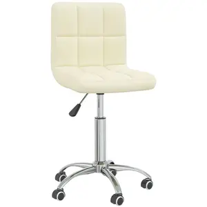 vidaXL Chaise pivotante de salle à manger Crème Tissu pas cher