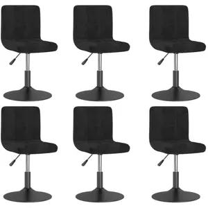 vidaXL Vidaxl Chaises Pivotantes De Salle À Manger 6 Pcs Noir Velours pas cher