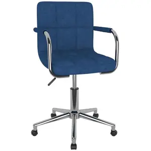 Vidaxl - Chaise pivotante de salle à manger Bleu Tissu Blue pas cher