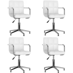 vidaXL Chaises pivotantes à manger lot de 4 blanc similicuir pas cher