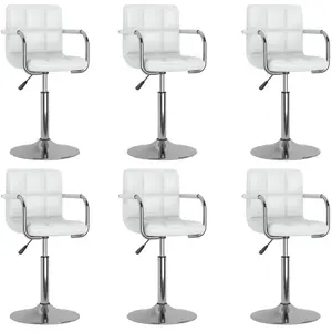 vidaXL Vidaxl Chaises Pivotantes À Manger Lot De 6 Blanc Similicuir pas cher