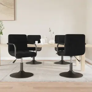 vidaXL Chaises pivotantes à manger lot de 4 noir velours pas cher