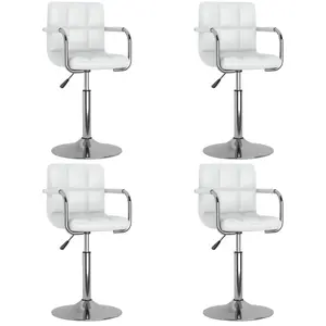 vidaXL Vidaxl Chaises Pivotantes À Manger Lot De 4 Blanc Similicuir pas cher