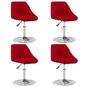 vidaXL Chaises à manger pivotantes lot de 4 Rouge bordeaux Velours pas cher