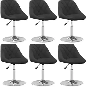 Vidaxl - Chaises pivotantes à manger lot de 6 Noir Velours Black pas cher