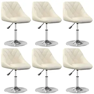 Vidaxl - Chaises pivotantes à manger lot de 6 Crème Velours Cream pas cher