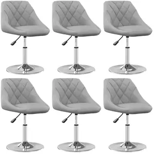 vidaXL Chaises pivotantes à manger lot de 6 Gris clair Velours pas cher