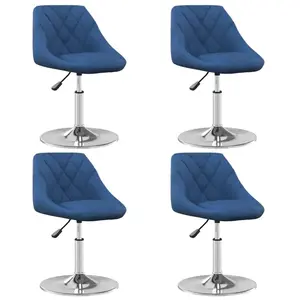 vidaXL Vidaxl Chaises Pivotantes De Salle À Manger 4 Pcs Bleu Velours pas cher