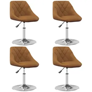 vidaXL Chaises à manger pivotantes lot de 4 Marron Velours pas cher