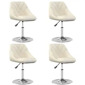 vidaXL Vidaxl Chaises À Manger Pivotantes Lot De 4 Crème Velours pas cher