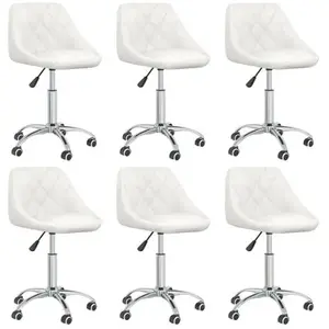 vidaXL Chaises pivotantes à manger lot de 6 blanc similicuir pas cher
