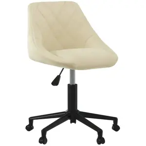 vidaXL Chaise pivotante de salle à manger Crème Velours pas cher