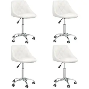 vidaXL Chaises pivotantes à manger lot de 4 Blanc Similicuir pas cher