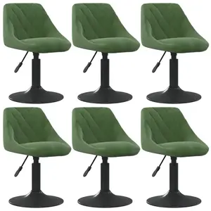 vidaXL Chaises pivotantes à manger lot de 6 vert foncé velours pas cher