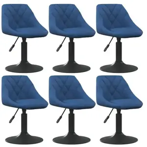 vidaXL Chaises pivotantes à manger lot de 6 bleu velours pas cher