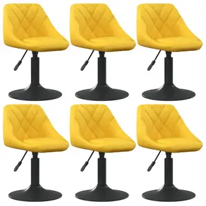 vidaXL Chaises à manger pivotantes lot de 6 jaune moutarde velours pas cher