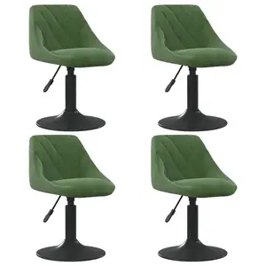 vidaXL Chaises pivotantes à manger lot de 4 vert foncé velours pas cher