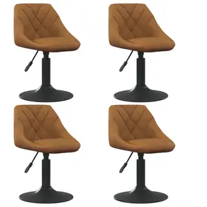 vidaXL Chaises pivotantes à manger lot de 4 marron velours pas cher