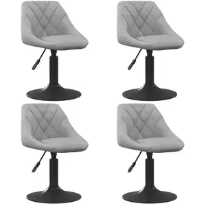 vidaXL Chaises pivotantes à manger lot de 4 gris clair velours pas cher