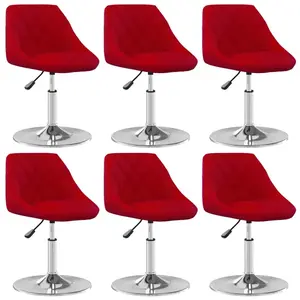 vidaXL Chaises pivotantes à manger lot de 6 Rouge bordeaux Velours pas cher