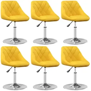 vidaXL Vidaxl Chaises À Manger Pivotantes Lot De 6 Jaune Moutarde Velours pas cher