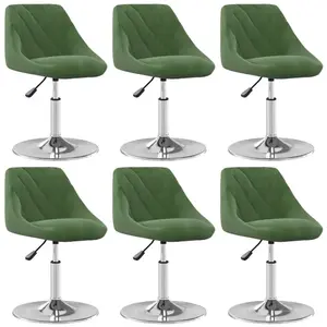 vidaXL Chaises pivotantes à manger lot de 6 Vert foncé Velours pas cher