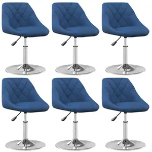 vidaXL Vidaxl Chaises Pivotantes De Salle À Manger 6 Pcs Bleu Velours pas cher