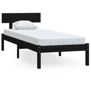 vidaXL Cadre de lit Noir Bois massif 120x190 cm Petit double pas cher