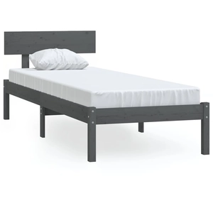 vidaXL Cadre de lit Gris Bois massif 120x190 cm Petit double pas cher