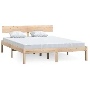 vidaXL Cadre de lit Bois de pin massif 140x190 cm pas cher