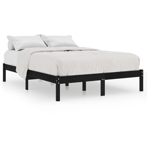 vidaXL Cadre de lit Noir Bois de pin massif 200x200 cm pas cher