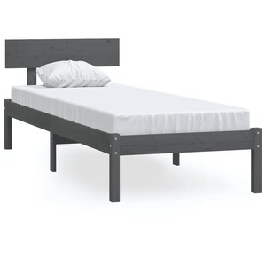 vidaXL Cadre de lit Gris Bois de pin massif 90x190 cm Simple pas cher