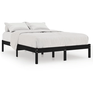 vidaXL Cadre de lit Noir Bois massif 150x200 cm Très grand pas cher