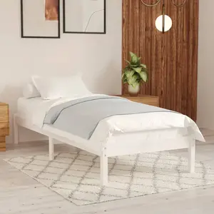 Comparateur de prix : vidaXL Cadre de lit Blanc Bois massif 90x190 cm Simple