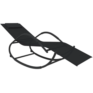 vidaXL Chaise longue à bascule noir acier et textilène pas cher