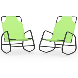 vidaXL Chaises longues à bascule 2 pcs Vert Acier et textilène pas cher
