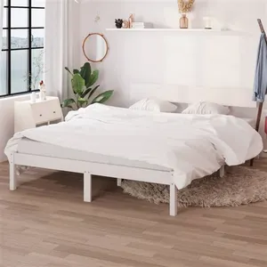 vidaXL Cadre de lit Blanc Bois de pin massif 120x200 cm pas cher