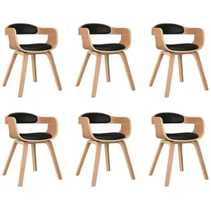 Comparateur de prix : vidaXL Chaises à manger lot de 6 noir bois courbé et similicuir