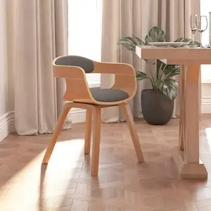 vidaXL Chaise à manger Gris clair Bois courbé et tissu pas cher