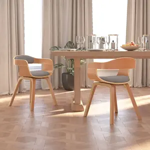 vidaXL Chaises de salle à manger 2 pcs taupe bois courbé et tissu pas cher