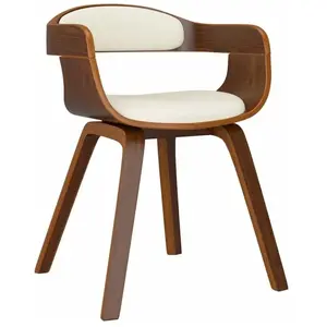 Comparateur de prix : vidaXL Chaise à manger Crème Similicuir et bois courbé