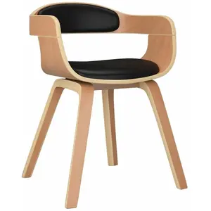 vidaXL Chaise à manger Noir Bois courbé et similicuir pas cher