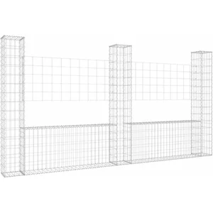 vidaXL Panier de gabion en forme de U avec 3 poteaux Fer 260x20x150 cm