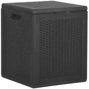 Comparateur de prix : vidaXL Boîte de rangement de jardin 90 L Noir PP Rotin