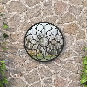 Comparateur de prix : vidaXL Miroir de jardin Noir 60x3 cm Fer Rond utilisation extérieure