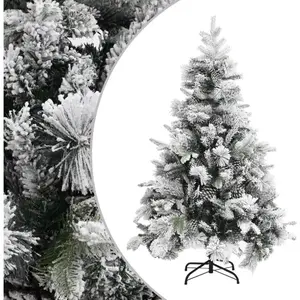 vidaXL Sapin de Noël à flocons de neige et pommes de pin 150 cm PVC/PE pas cher